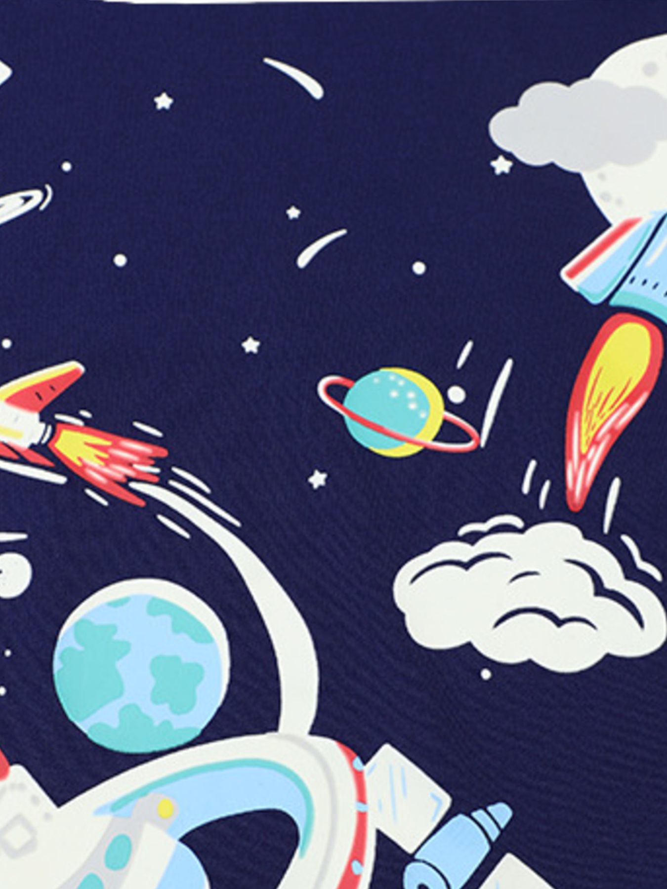Children's Space Adventure Graphic Round Neck T-Shirt