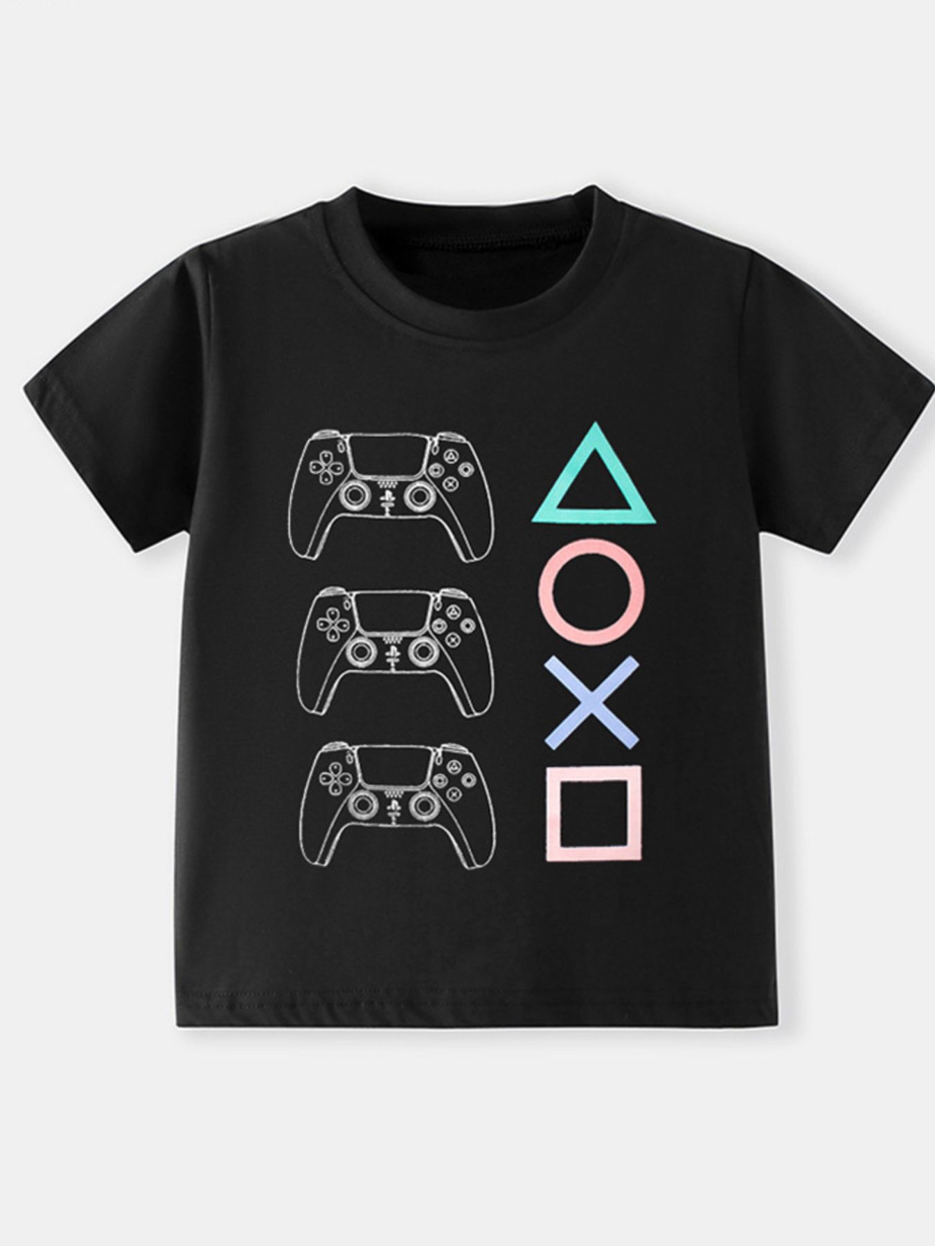 Children's Gaming Controller Graphic Round Neck T-Shirt
