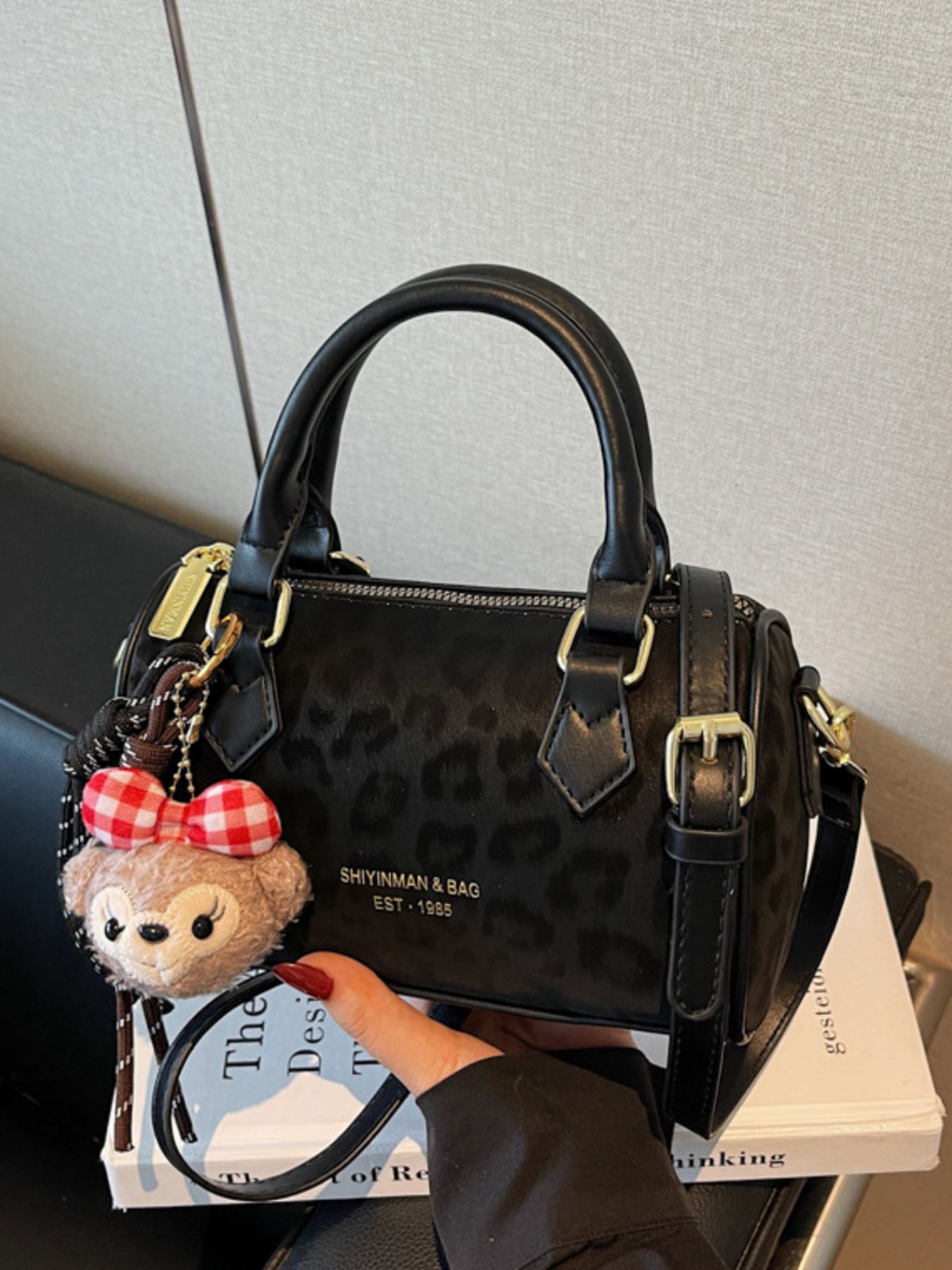 Leopard Print Barrel Crossbody Bag