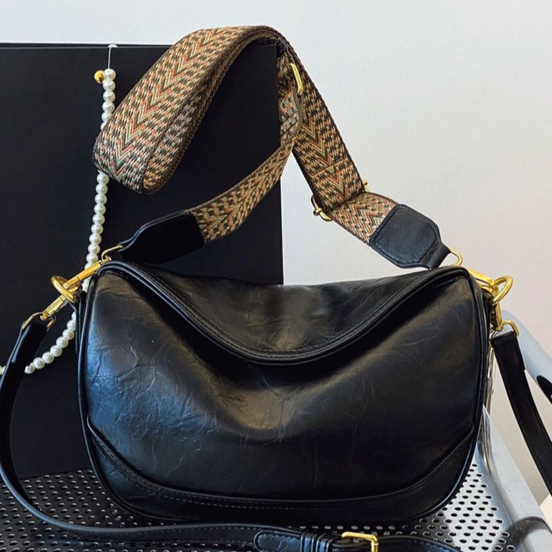 Vintage Style Wide Strap Crossbody Bag