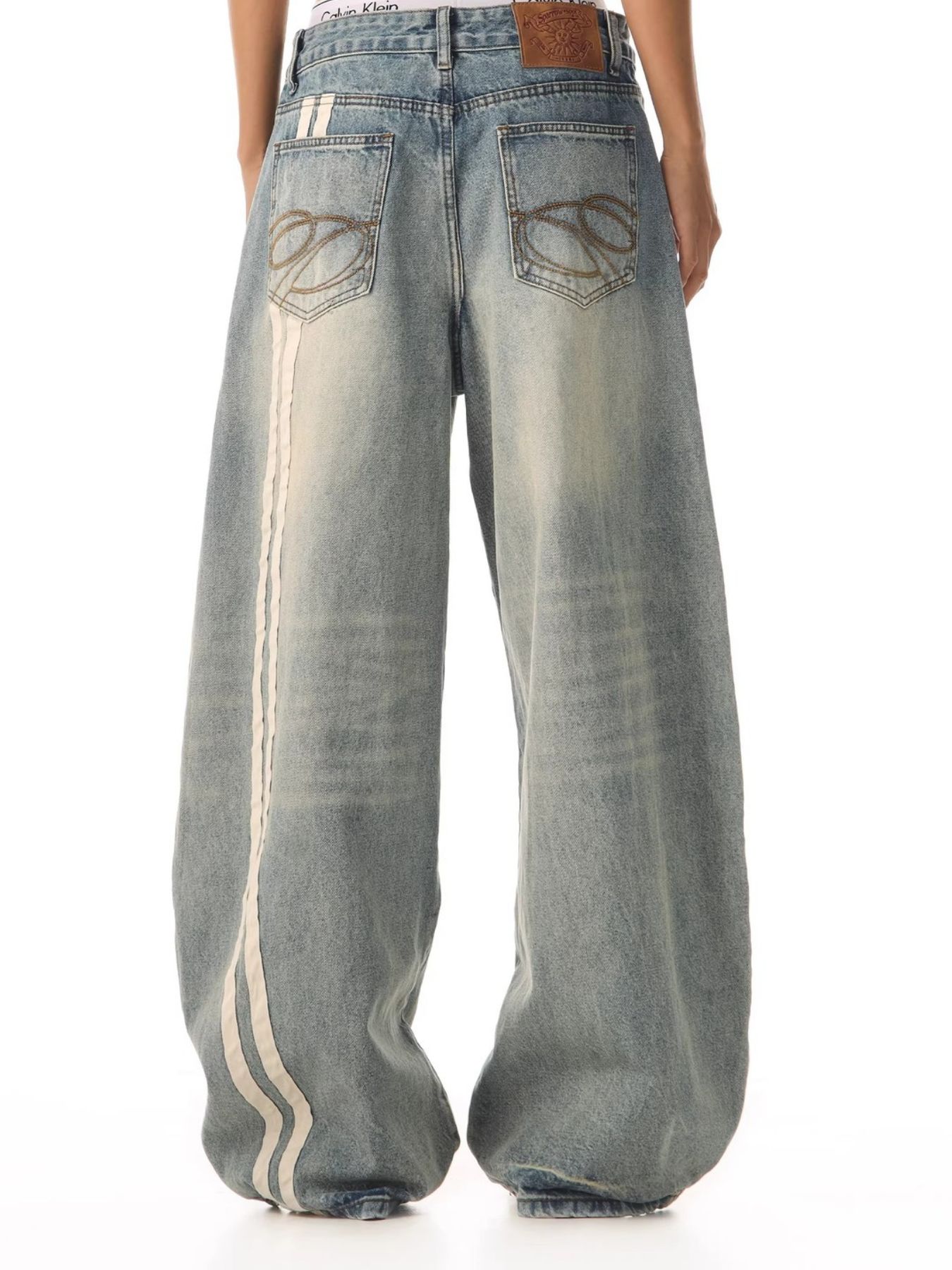 Men's Full Size Vintage Wash Wide Leg Jeans Plus Size