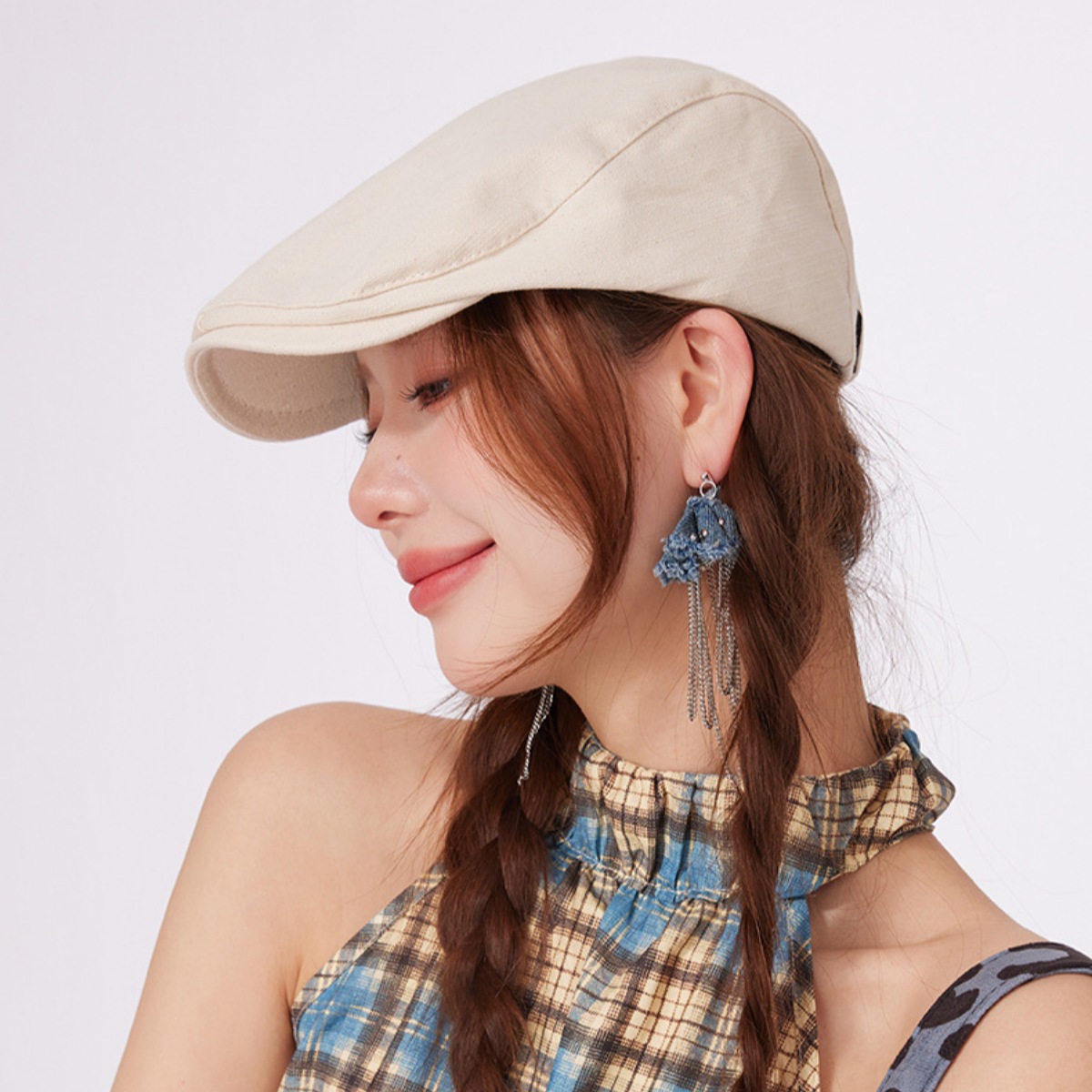 Classic Solid Color Newsboy Cap 2