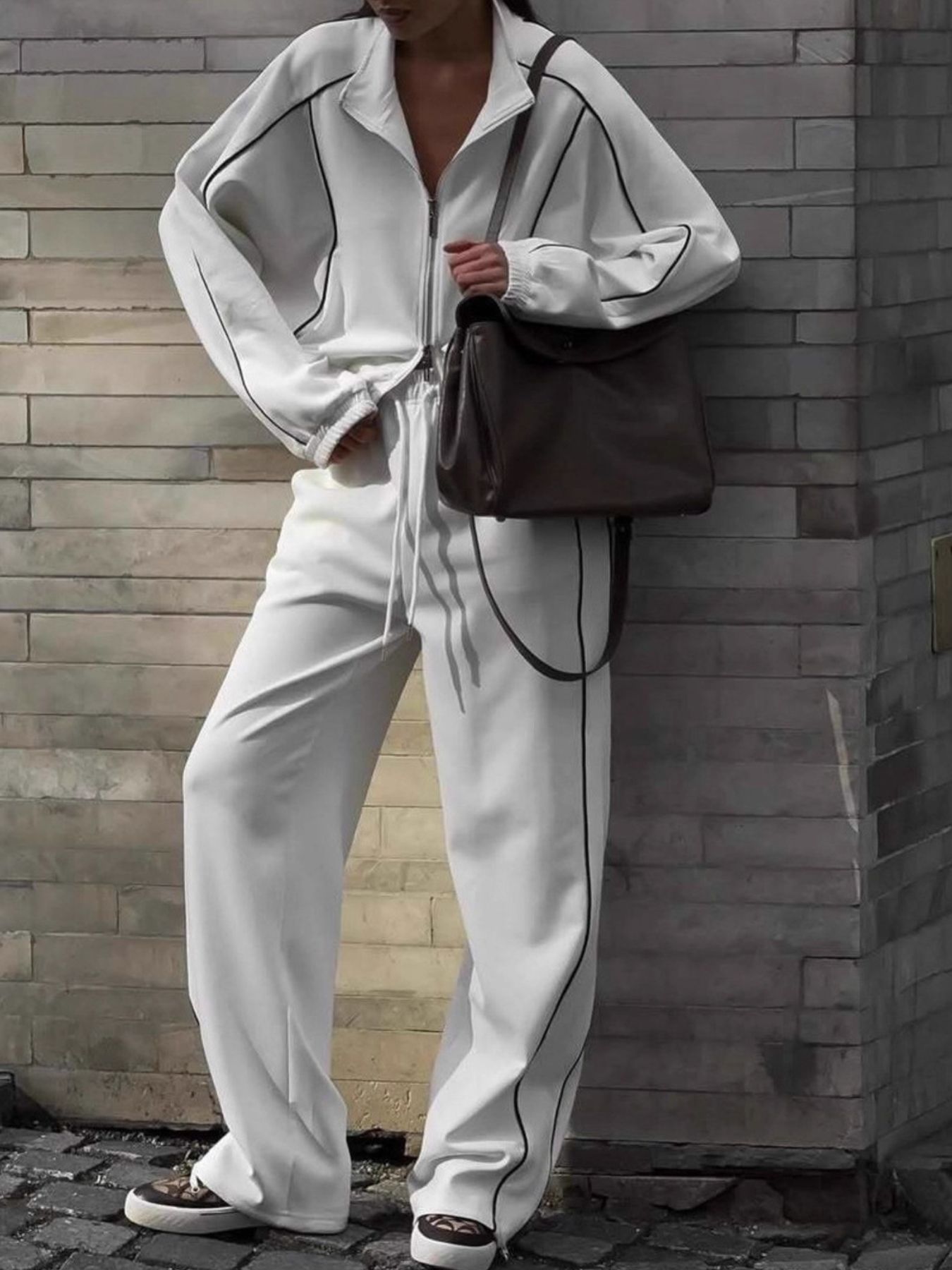 Zip Up Outerwear And Joggers Set