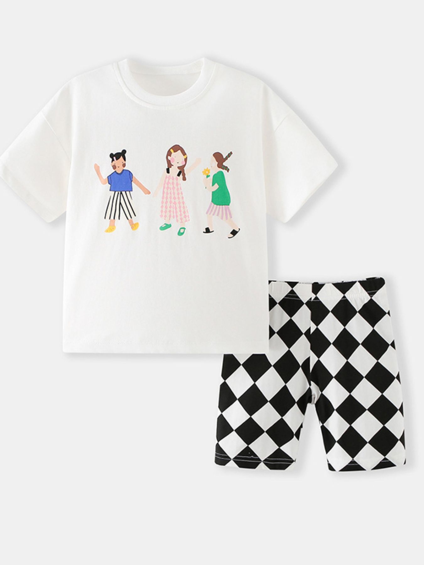 Children's Graphic Tee & Checkered Shorts Set