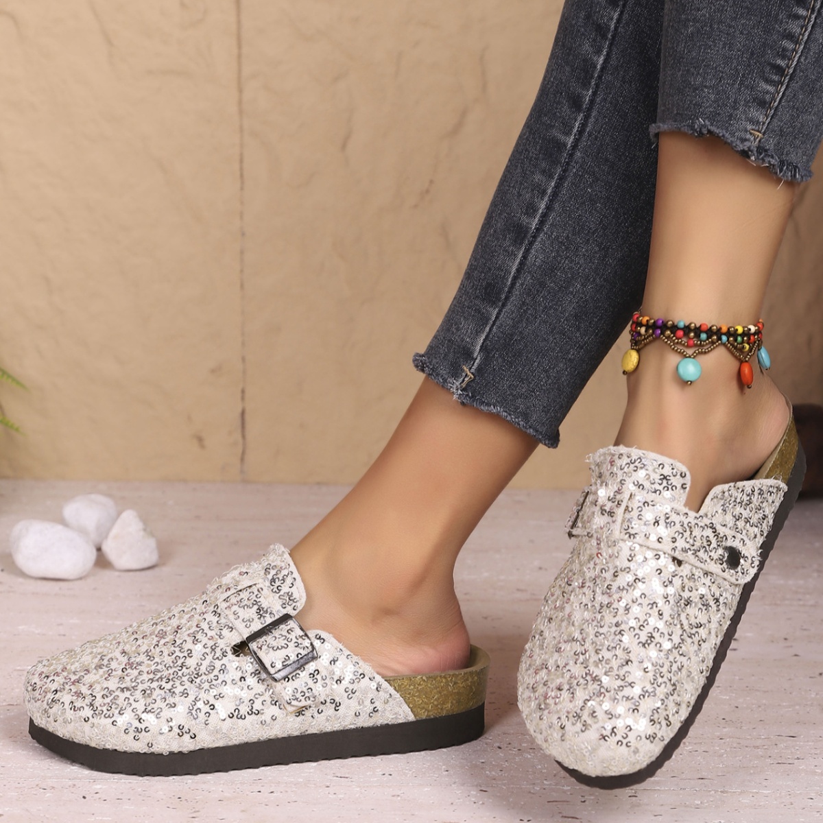Sequin Round Toe Slip-Ons
