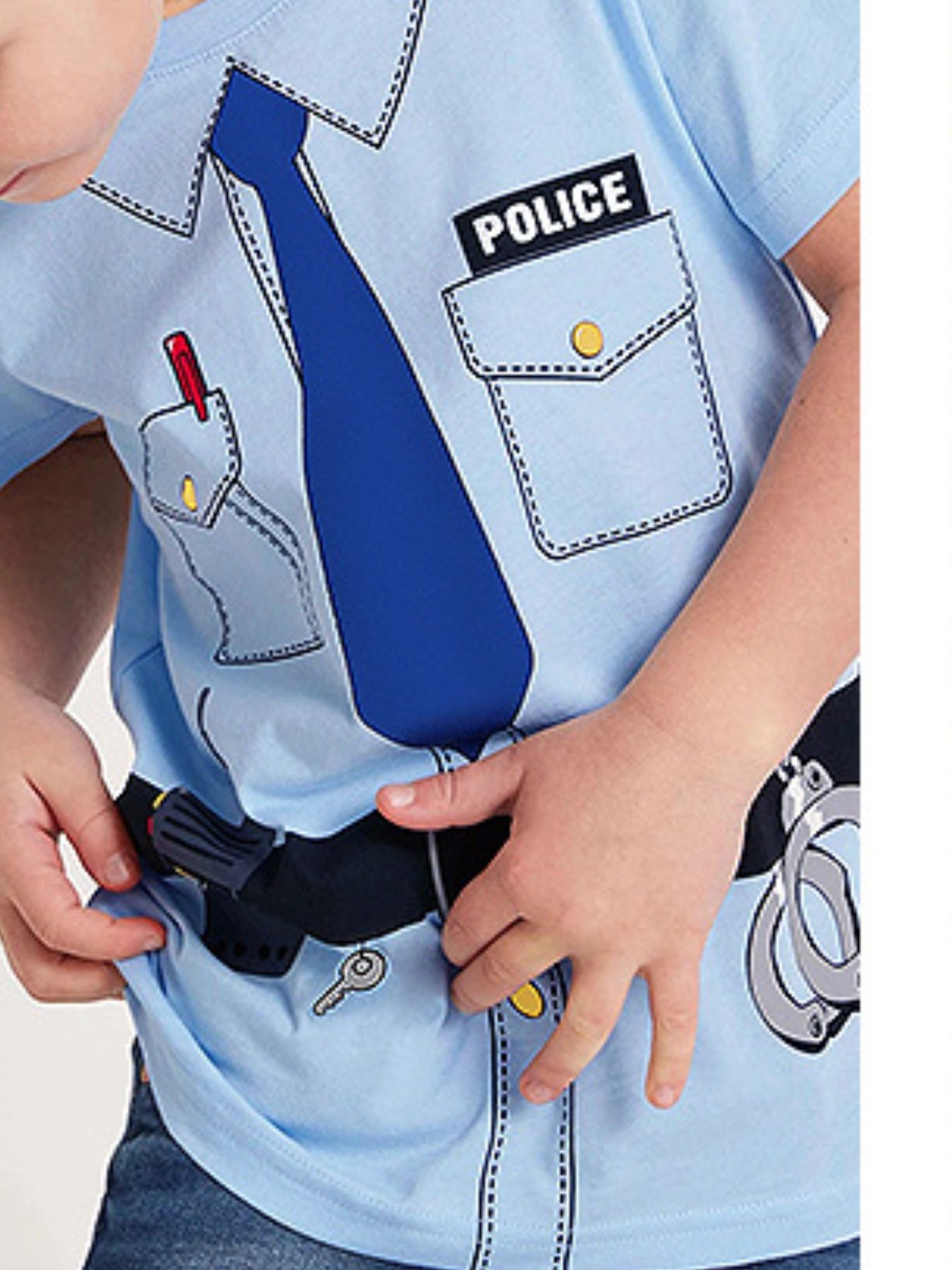 Children's Police Officer Graphic Short Sleeve T-Shirt