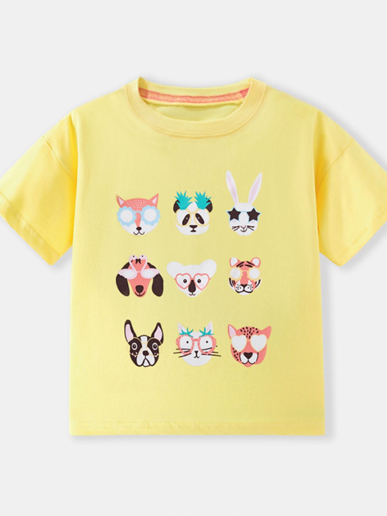 Children's Animal Faces Graphic Short Sleeve T-Shirt