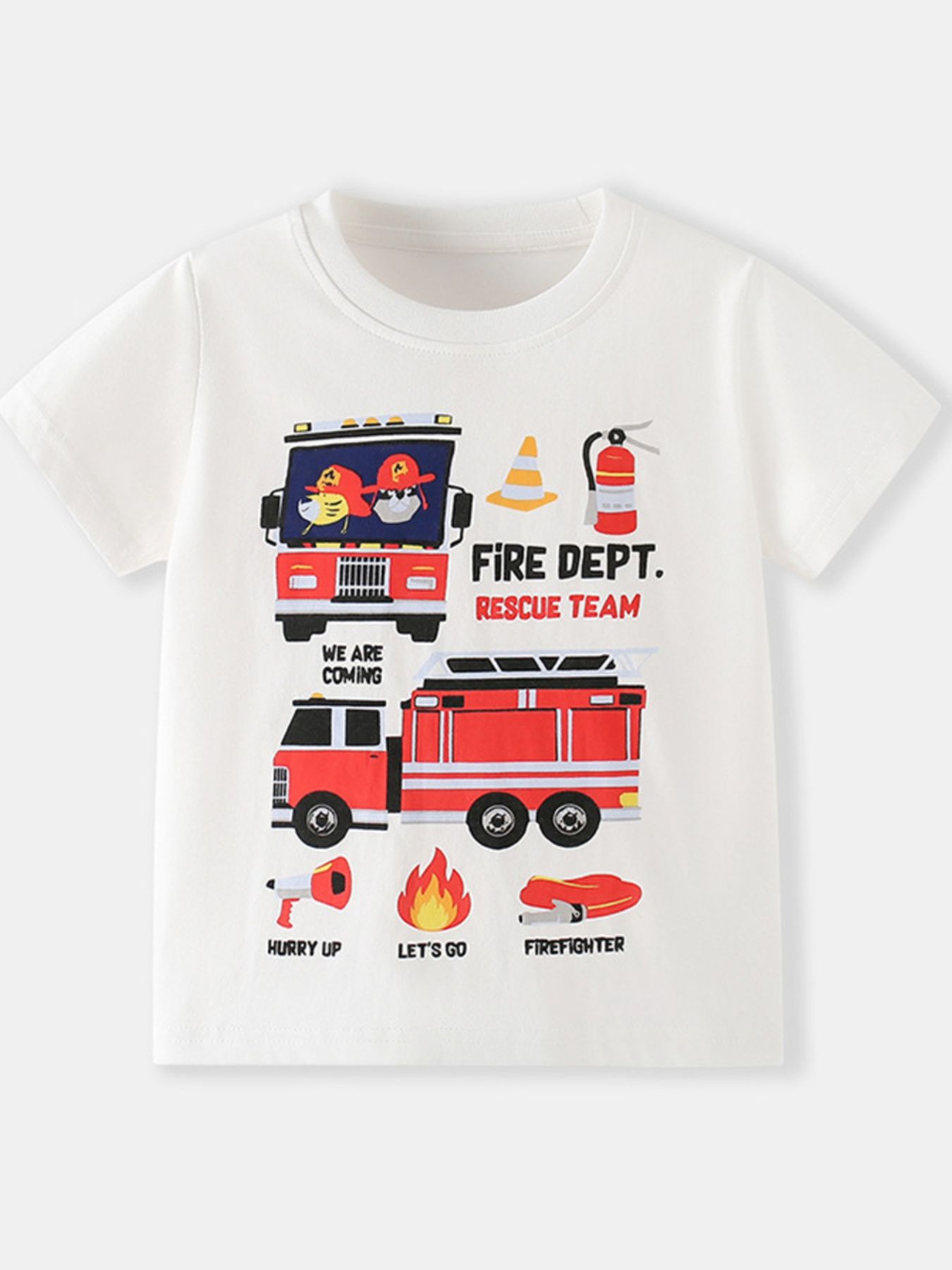 Children's Fire Truck Graphic Crew Neck T-Shirt