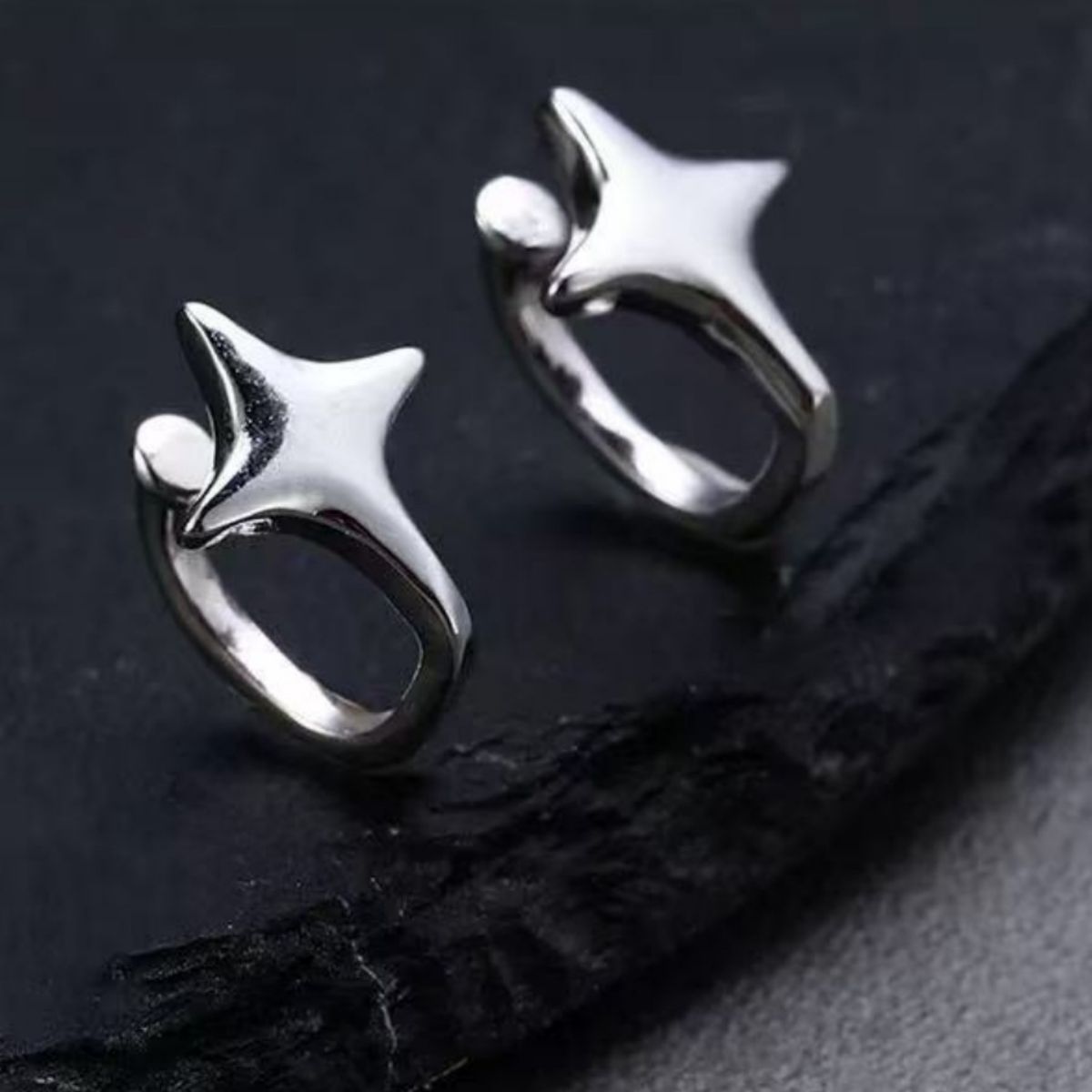925 Sterling Silver Star Cuff Earrings