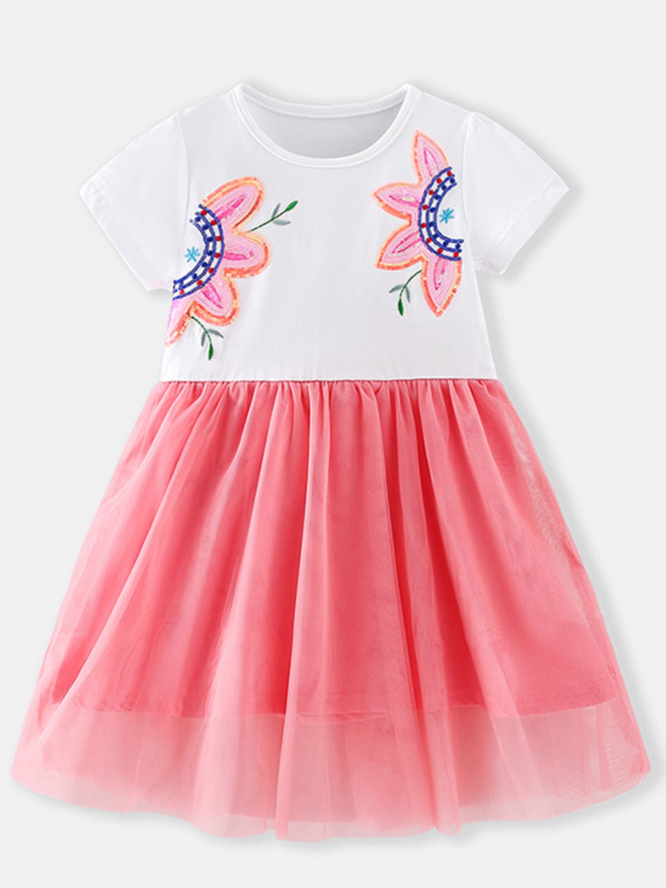 Children's Sequin Flower Tulle Dress