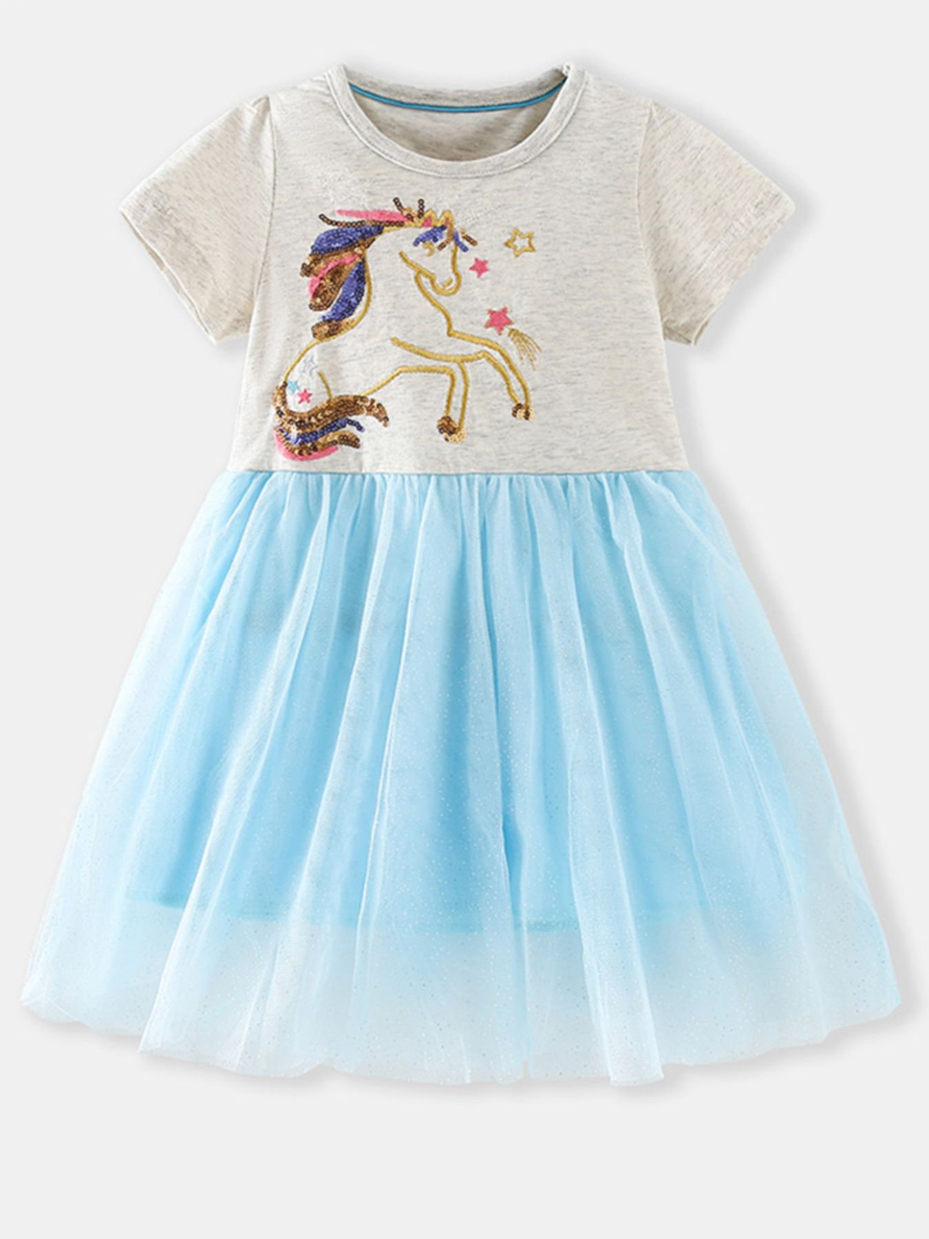 Children's Unicorn Sequin Embroidered Tulle Dress