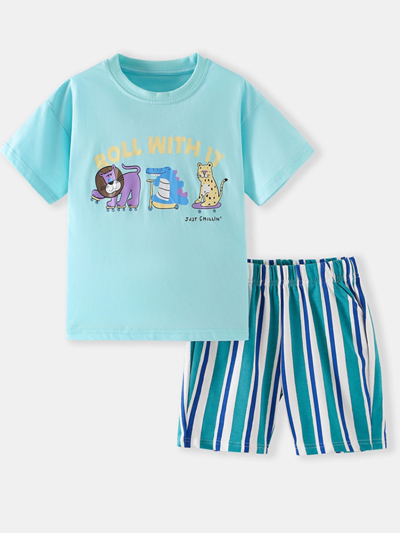 Children's Animal Graphic Tee and Shorts Set