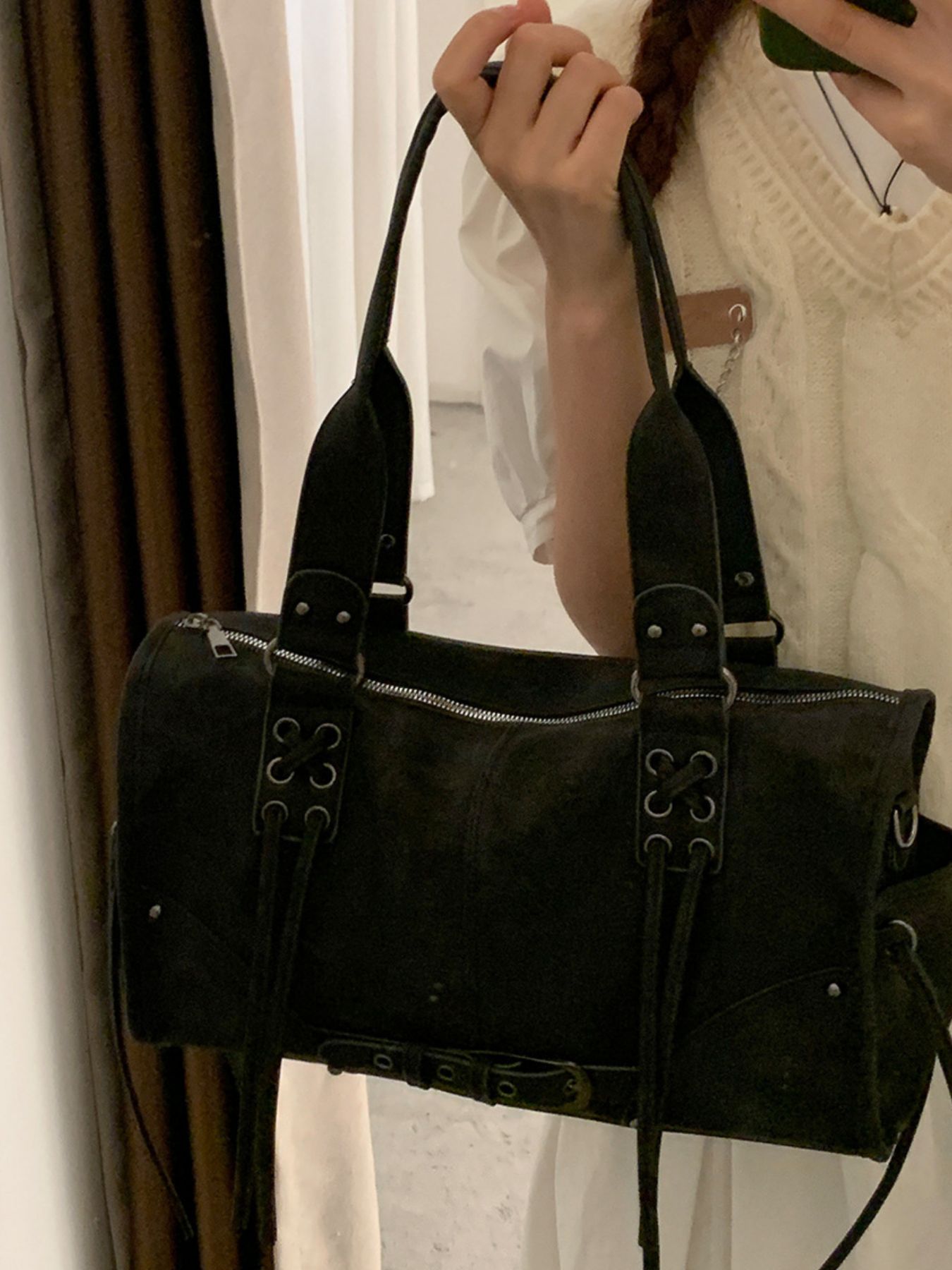 Lace Up Shoulder Bag