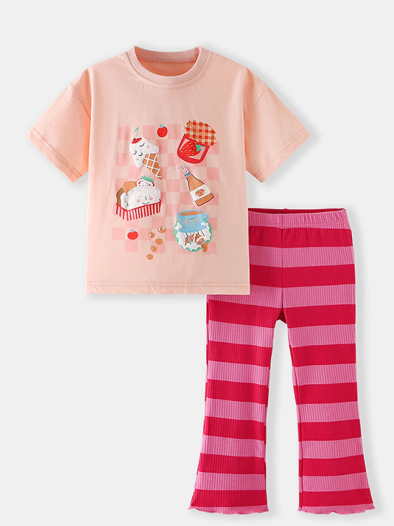 Children's Graphic Tee & Striped Flare Pants Set