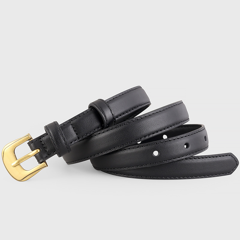 Leather Belt With Golden Buckle