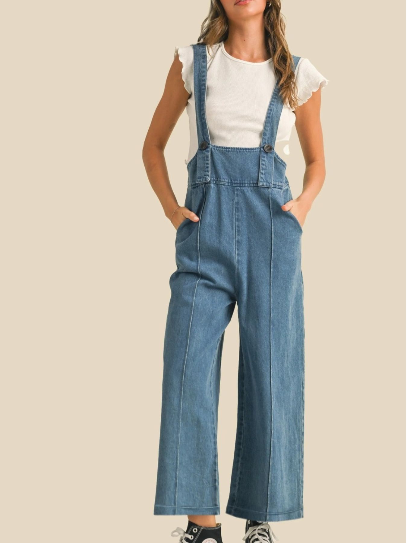 Vintage Wide Leg Denim Overalls