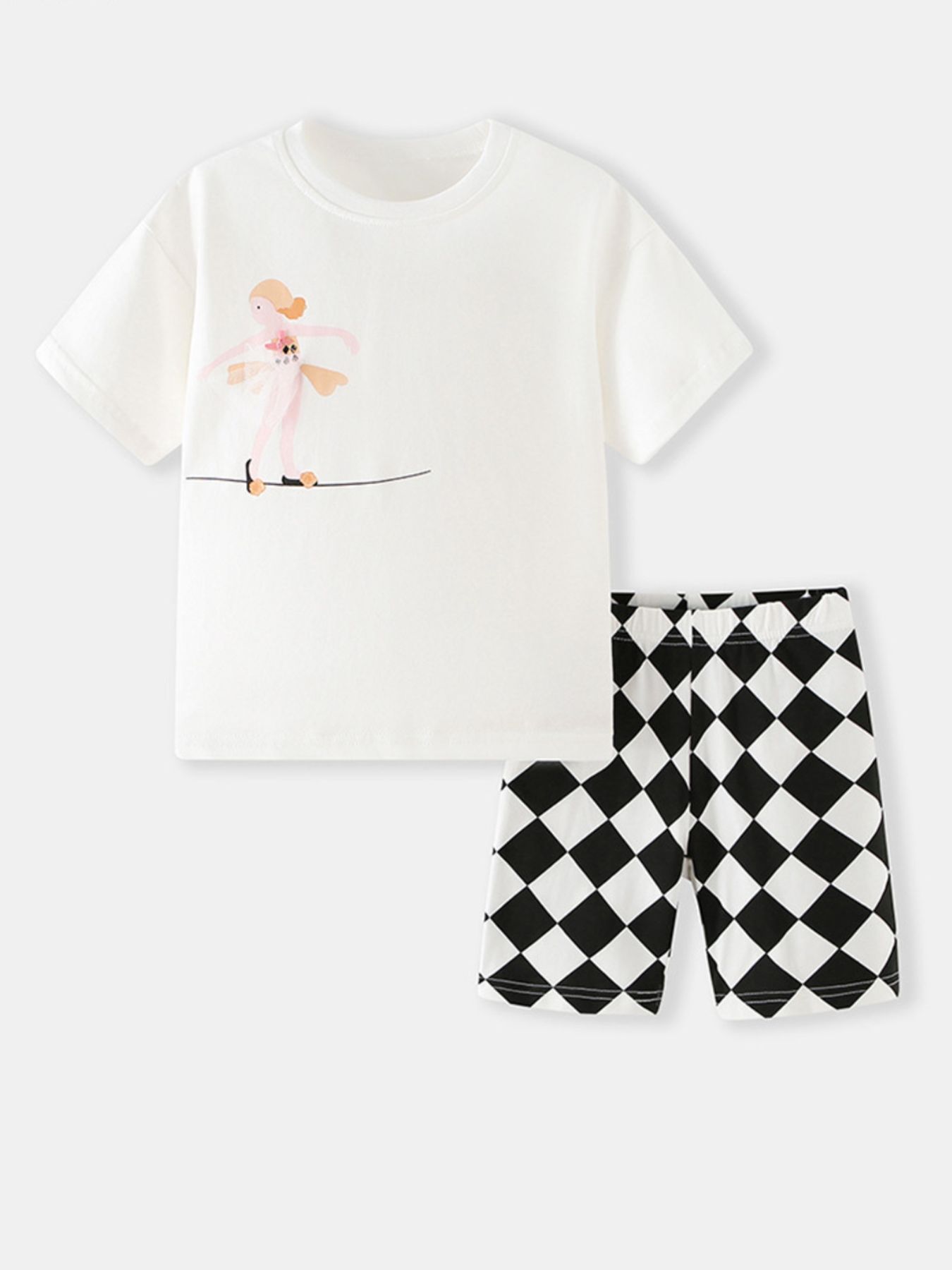 Children's Graphic Tee & Checkerboard Shorts Set
