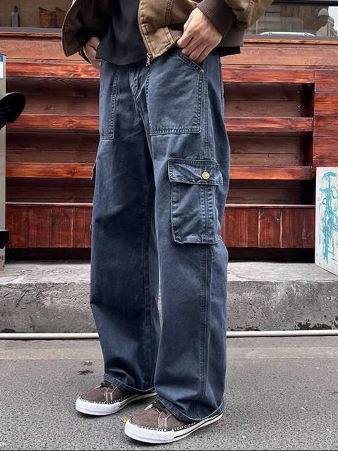 Men's Plus Size Vintage Wash Relaxed Fit Cargo Pants