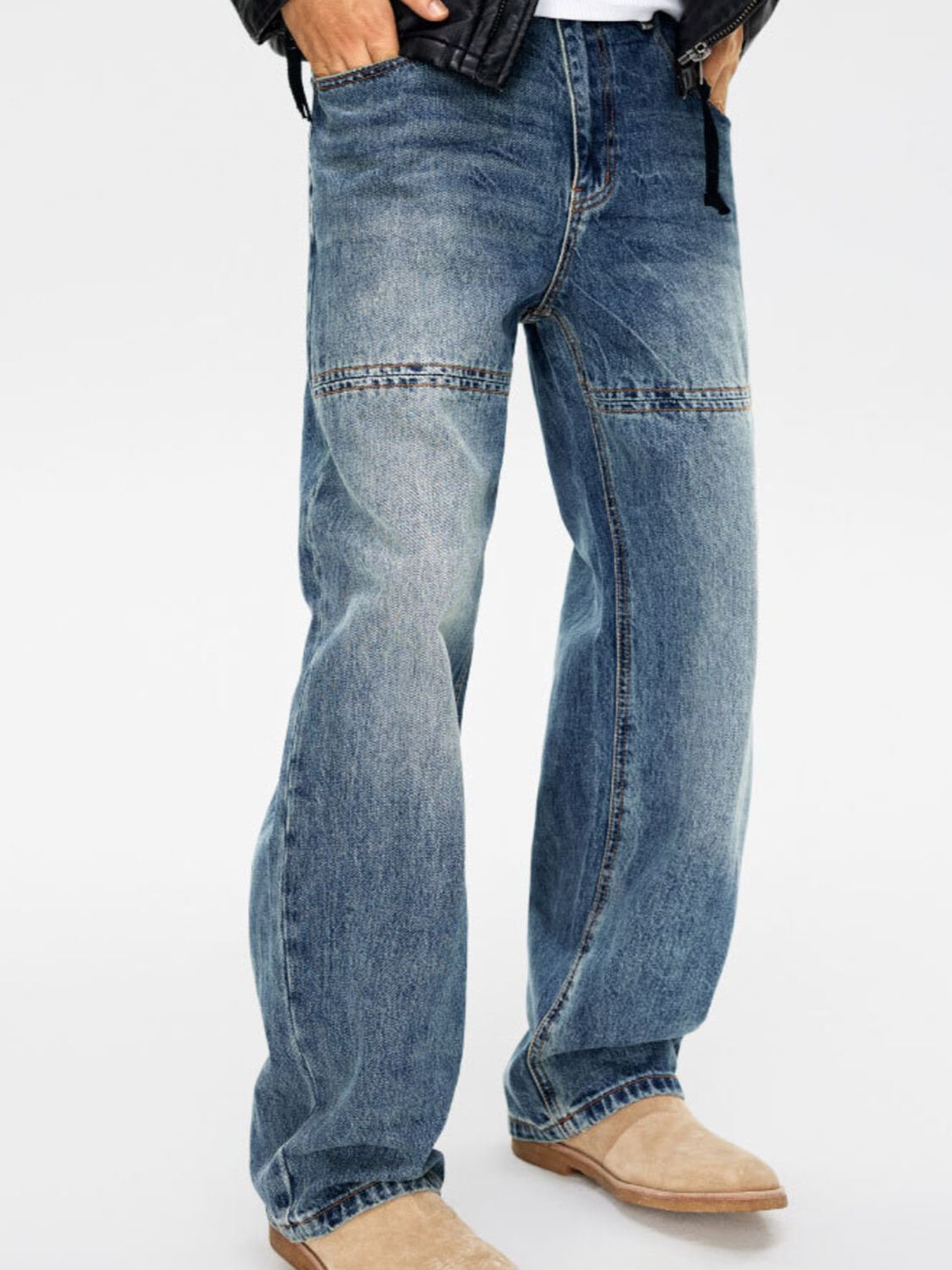 Men's Full Size Vintage Wash Relaxed Fit Jeans Plus Size