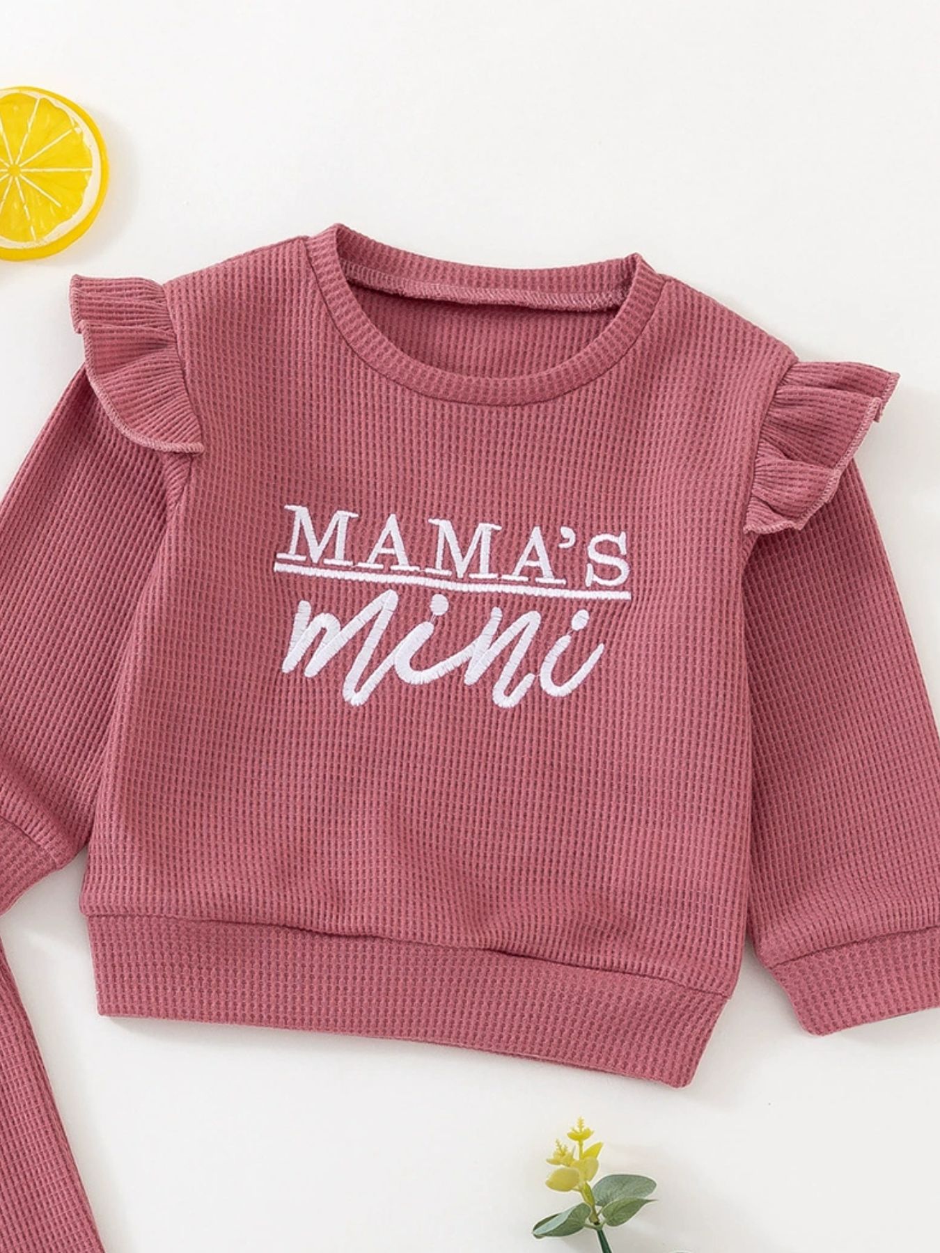 Children's Letter Ruffled Trim Top and Pants Set