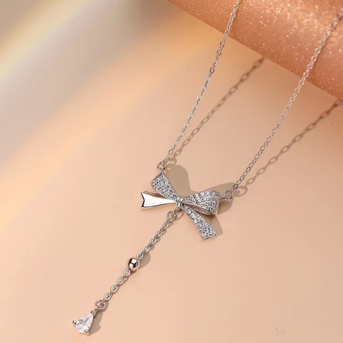 925 Sterling Silver Bow Pendant Necklace