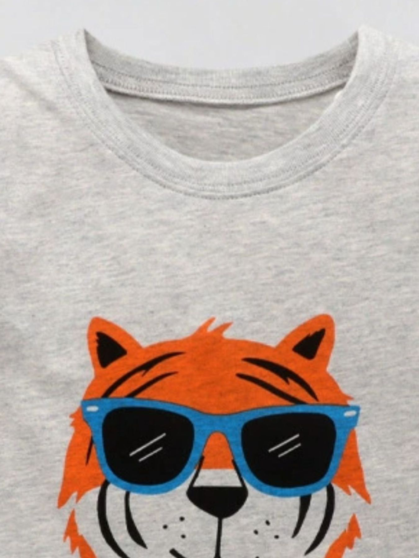 Children's Tiger Graphic Round Neck T-Shirt