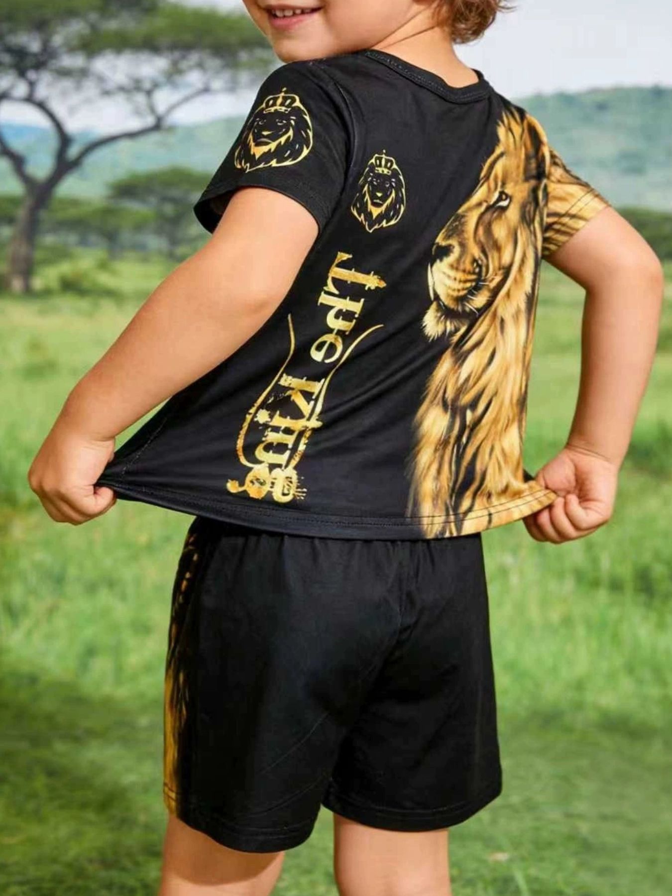 Children's King Graphic Short Sleeve Tee and Shorts Set