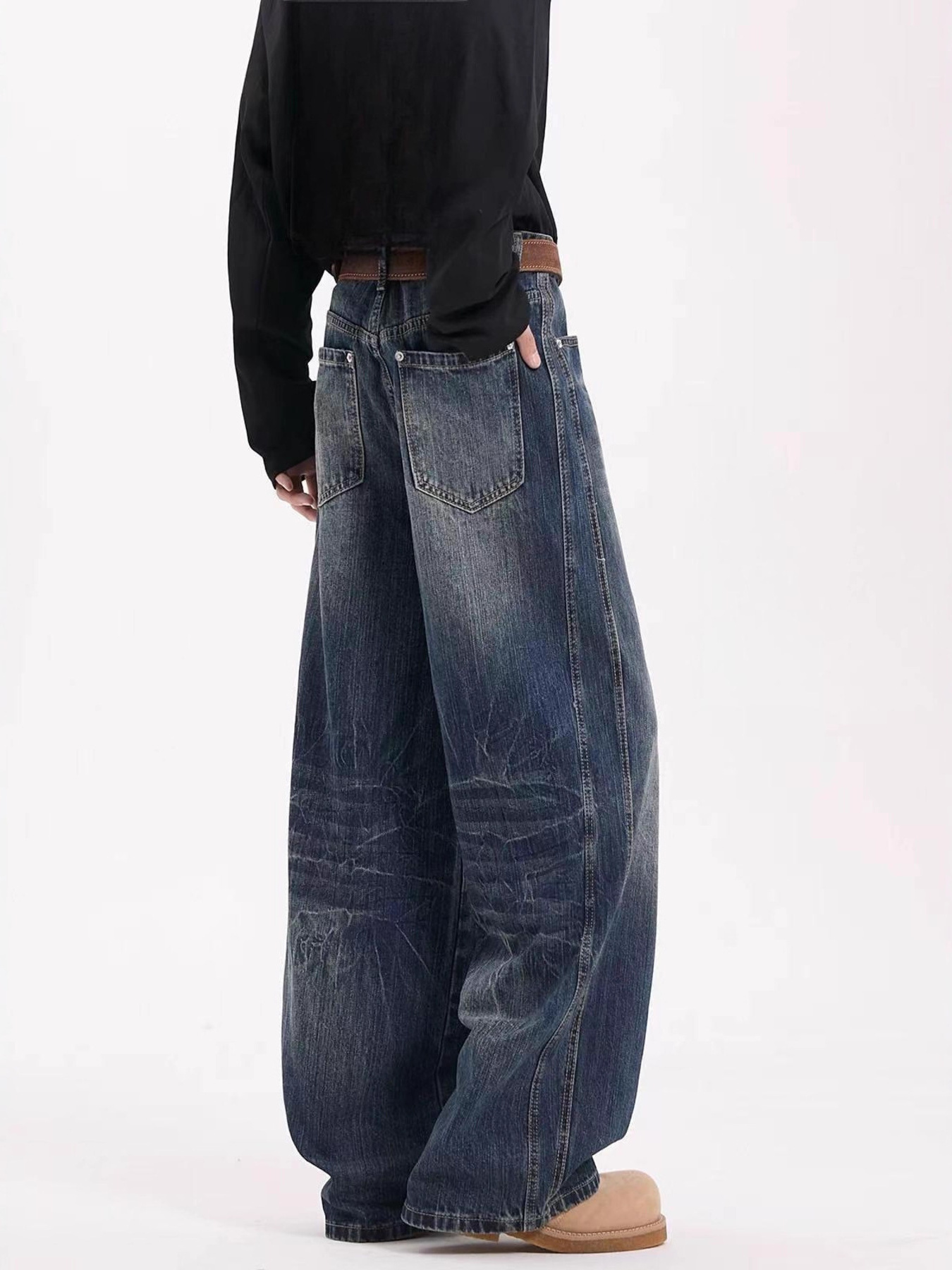 Men's Full Size Vintage Wide Leg Jeans Plus Size