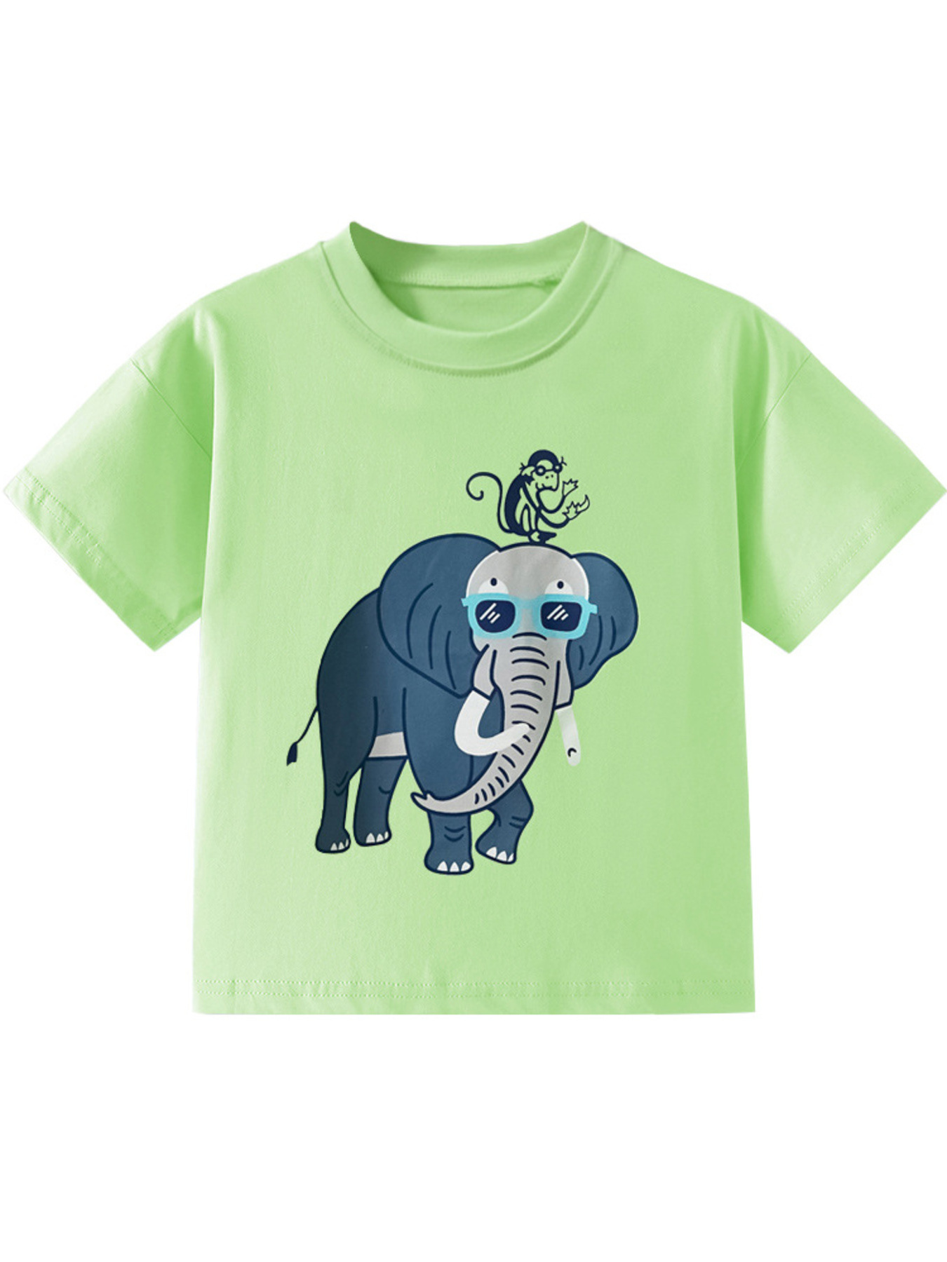 Children's Elephant Graphic Round Neck T-Shirt