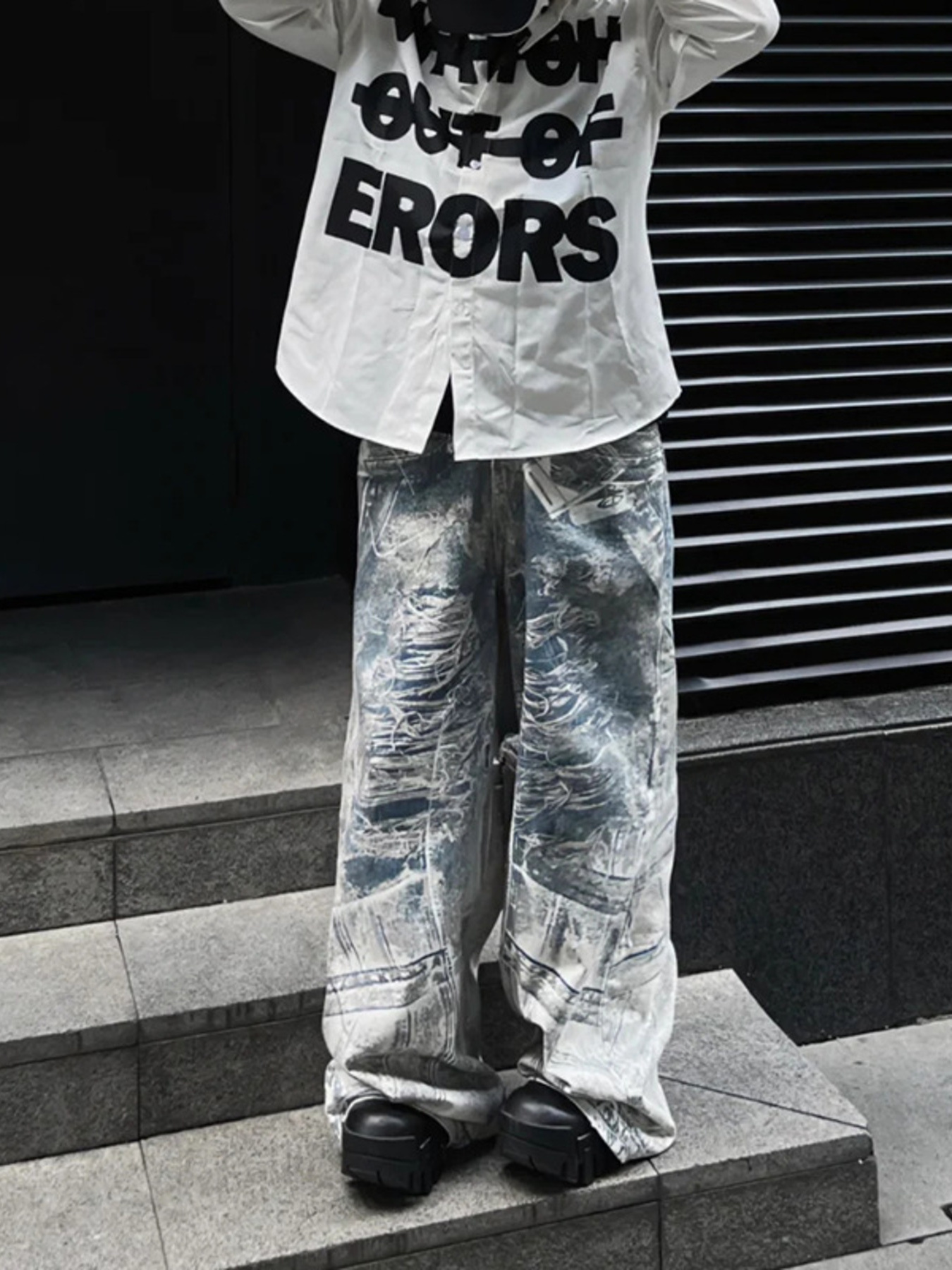 Men's Full Size Vintage Wash Wide Leg Jeans Plus Size