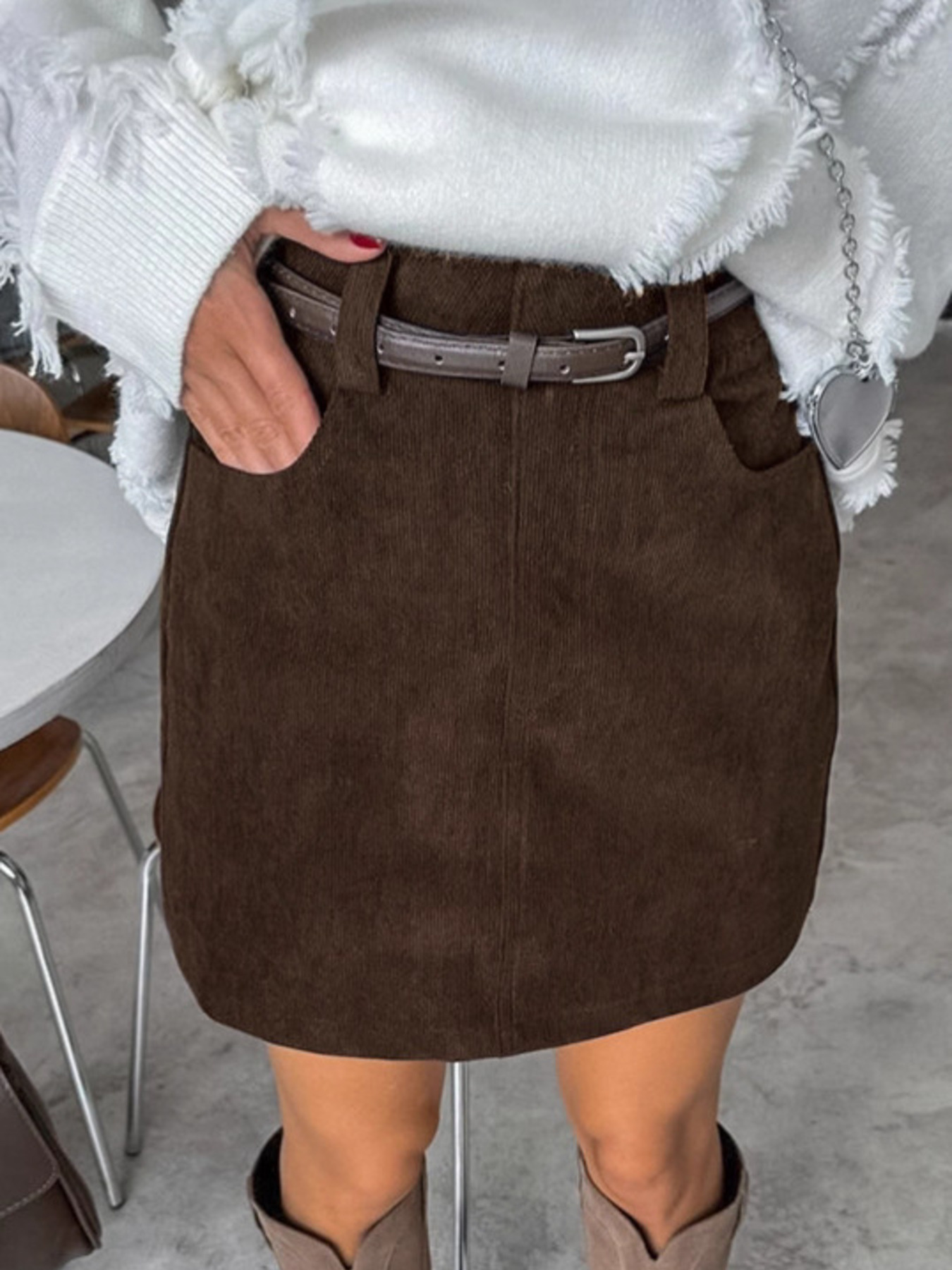 Vintage Corduroy A-Line Mini Skirt