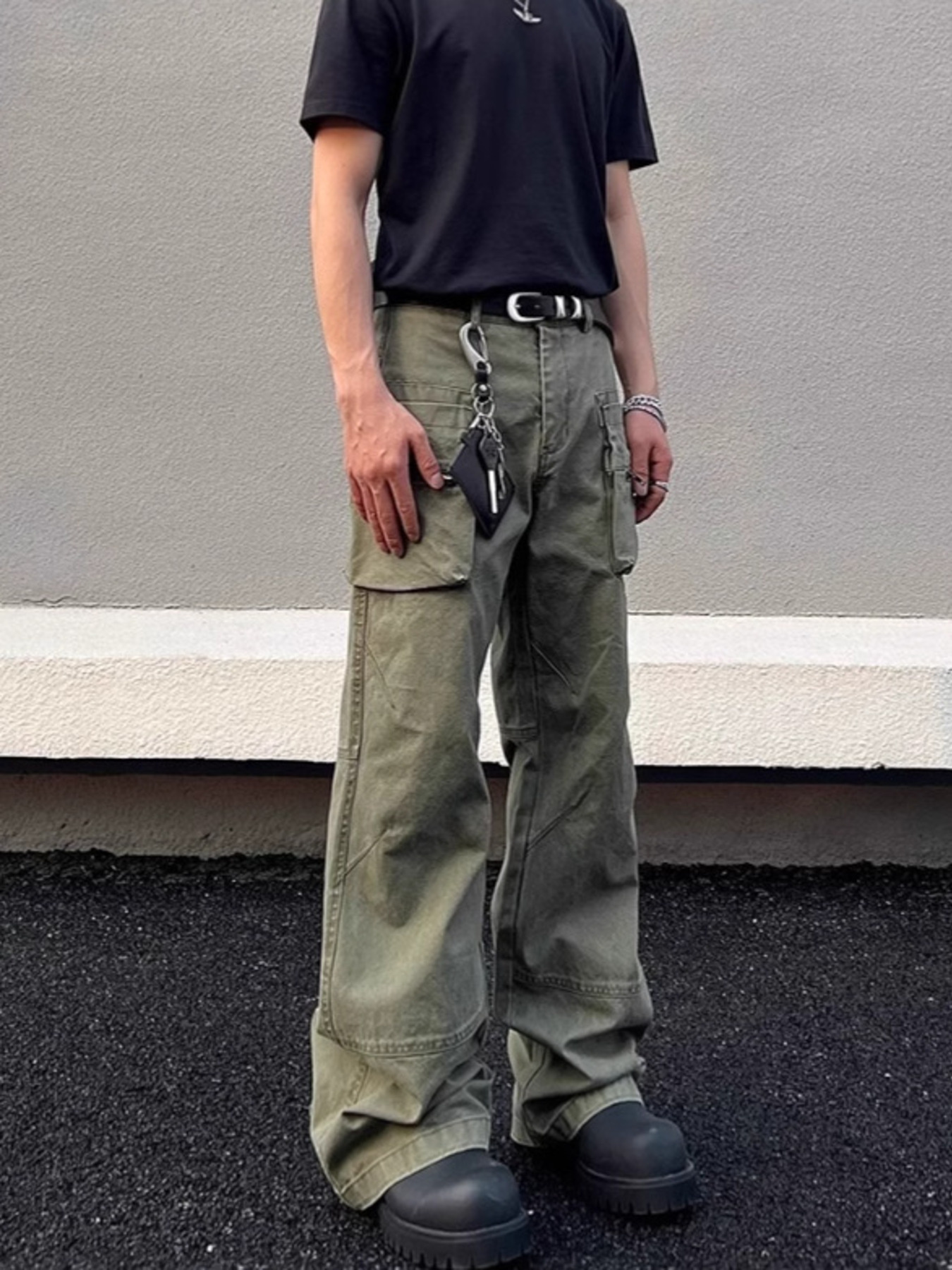 Men's Full Size Vintage Cargo Pants with Multiple Pockets Plus Size