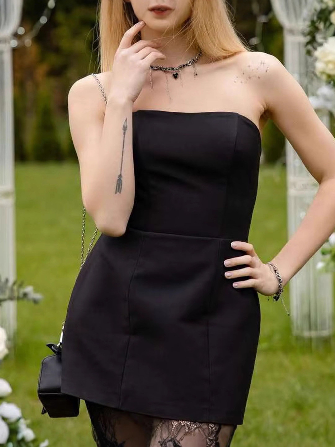 Tube Top And Lace Skirt Set