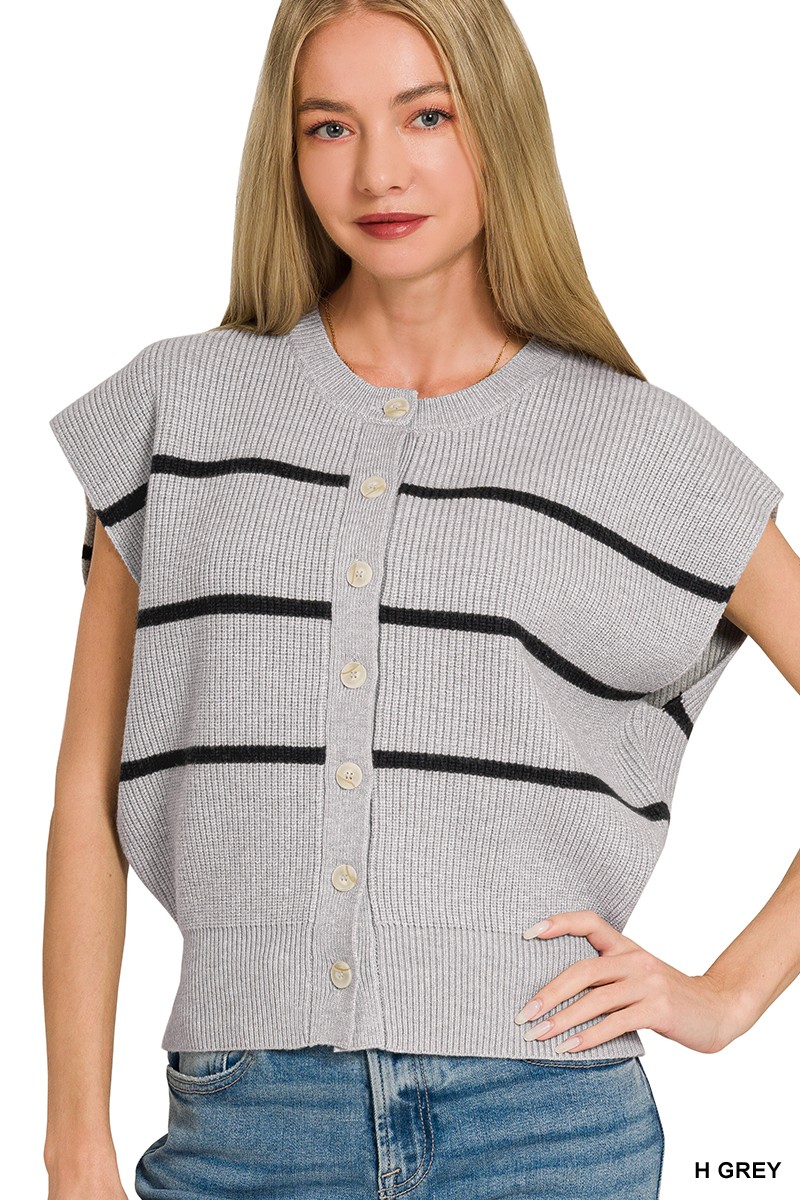 Zenana Striped Viscose Sweater Vest