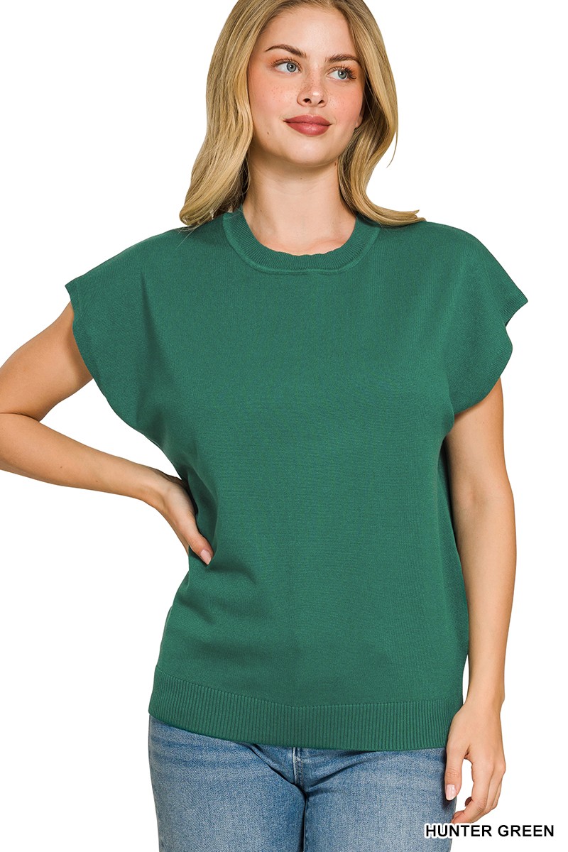 Zenana Viscose Round-neck Short Sleeve Sweater