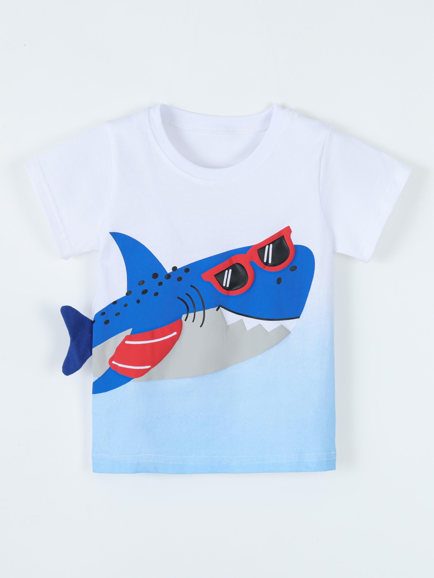 Children's Shark Graphic Round Neck T-Shirt