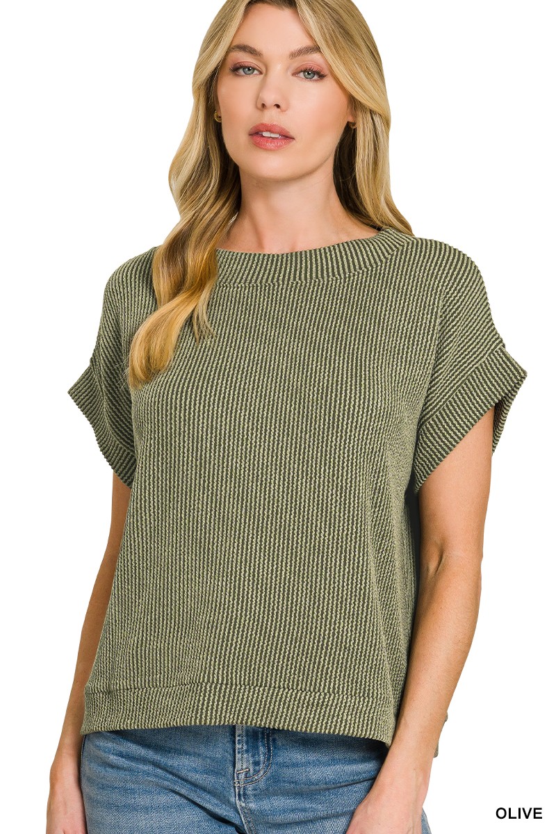 Zenana Raised Rib Cap Sleeve Top