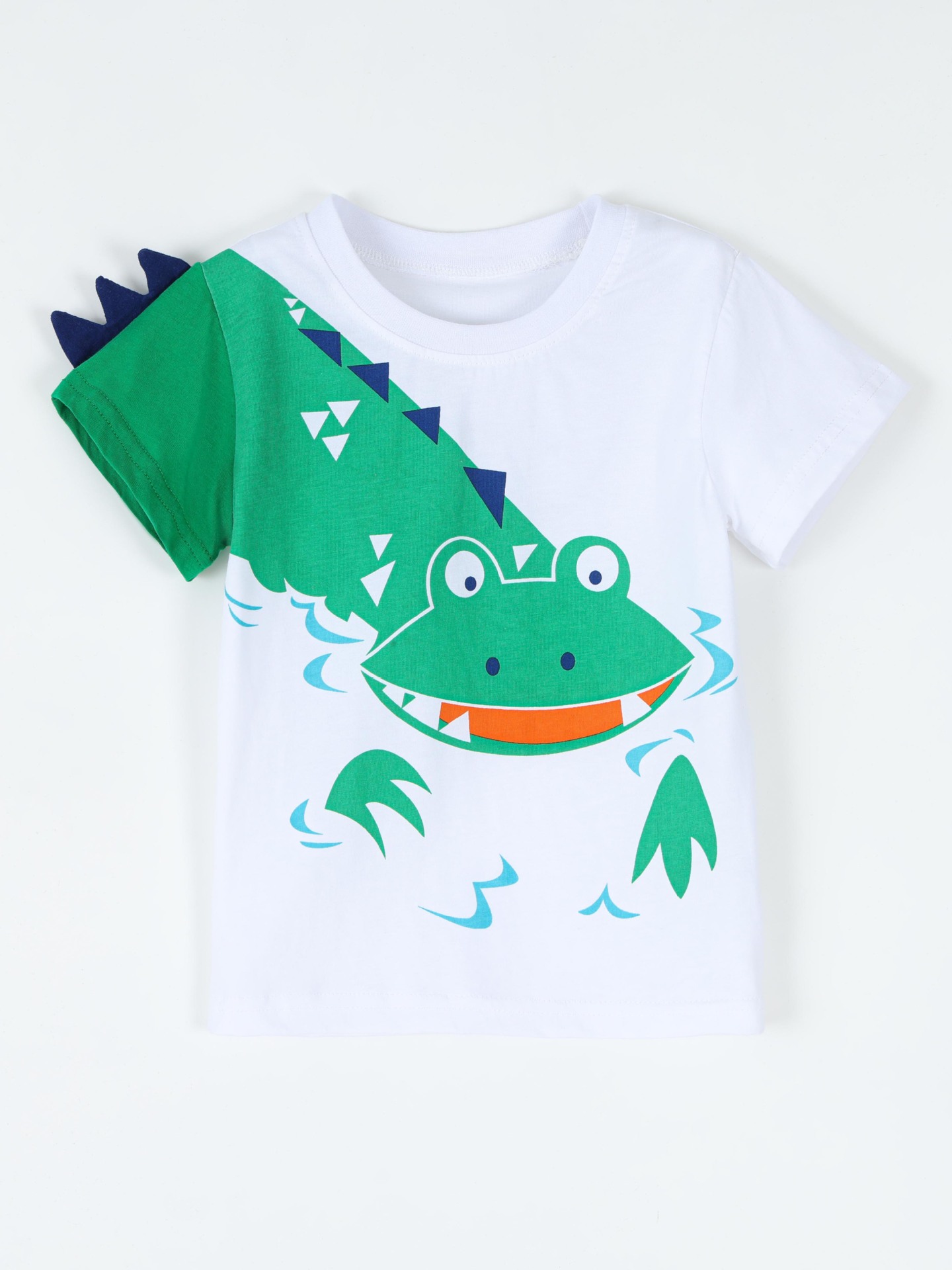 Children's Crocodile Graphic Round Neck T-Shirt