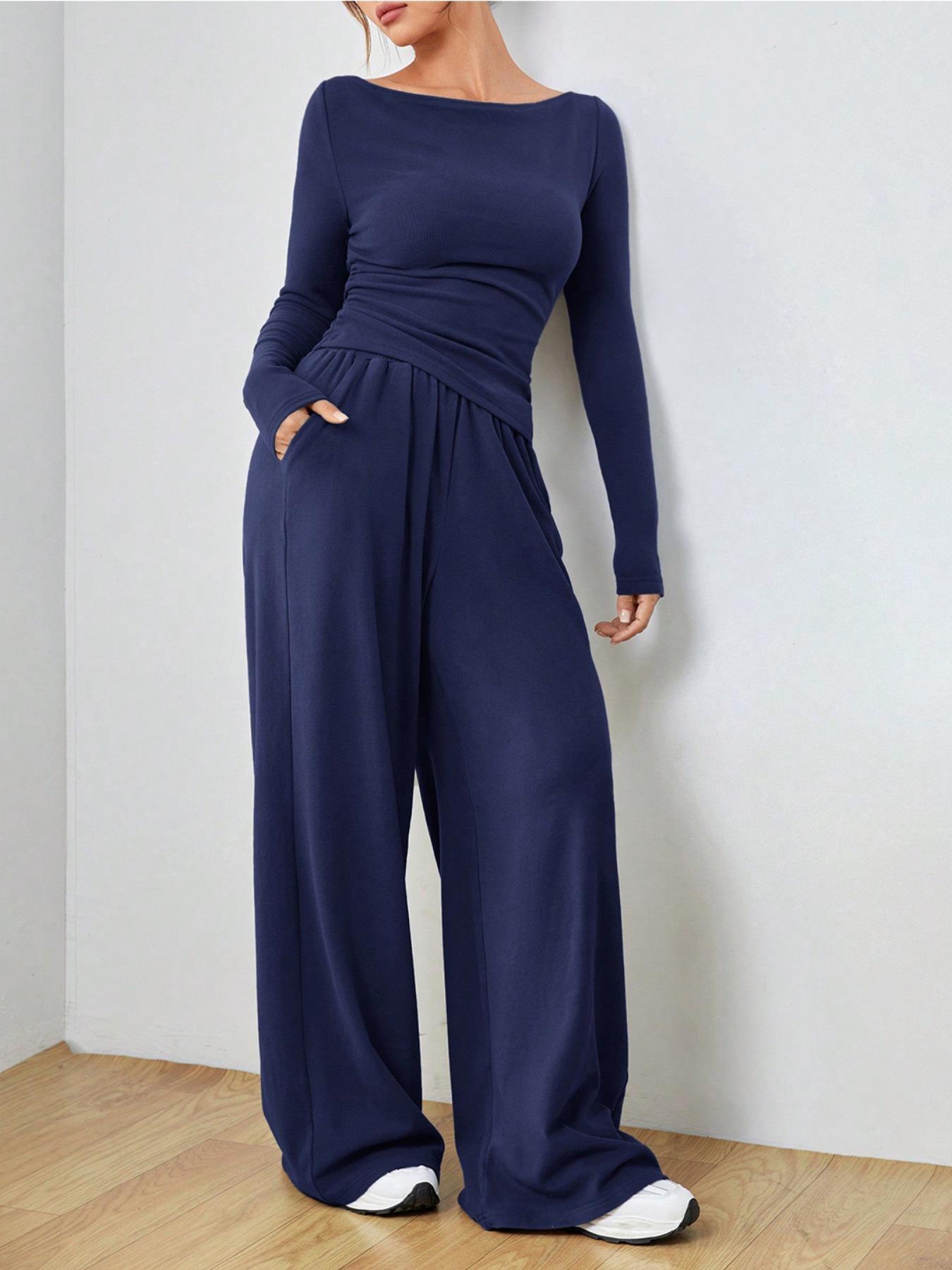 Long Sleeve Top and Wide Leg Pants Set